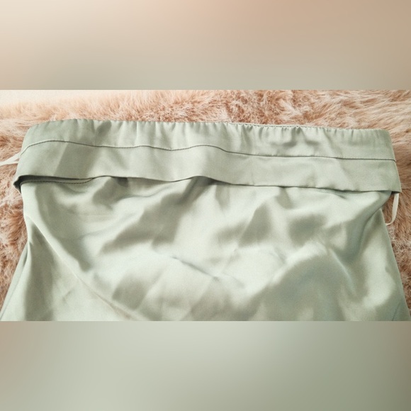 Elegant Sage Green Satin Gown - Picture 2 of 5